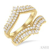 1.00 Ctw Chevron Baguette and Round Cut Diamond Insert Ring in 14K Yellow Gold